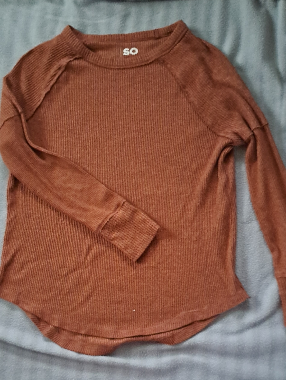 SO Rust Brown Ribbed Long-Sleeve Top - Great Condition